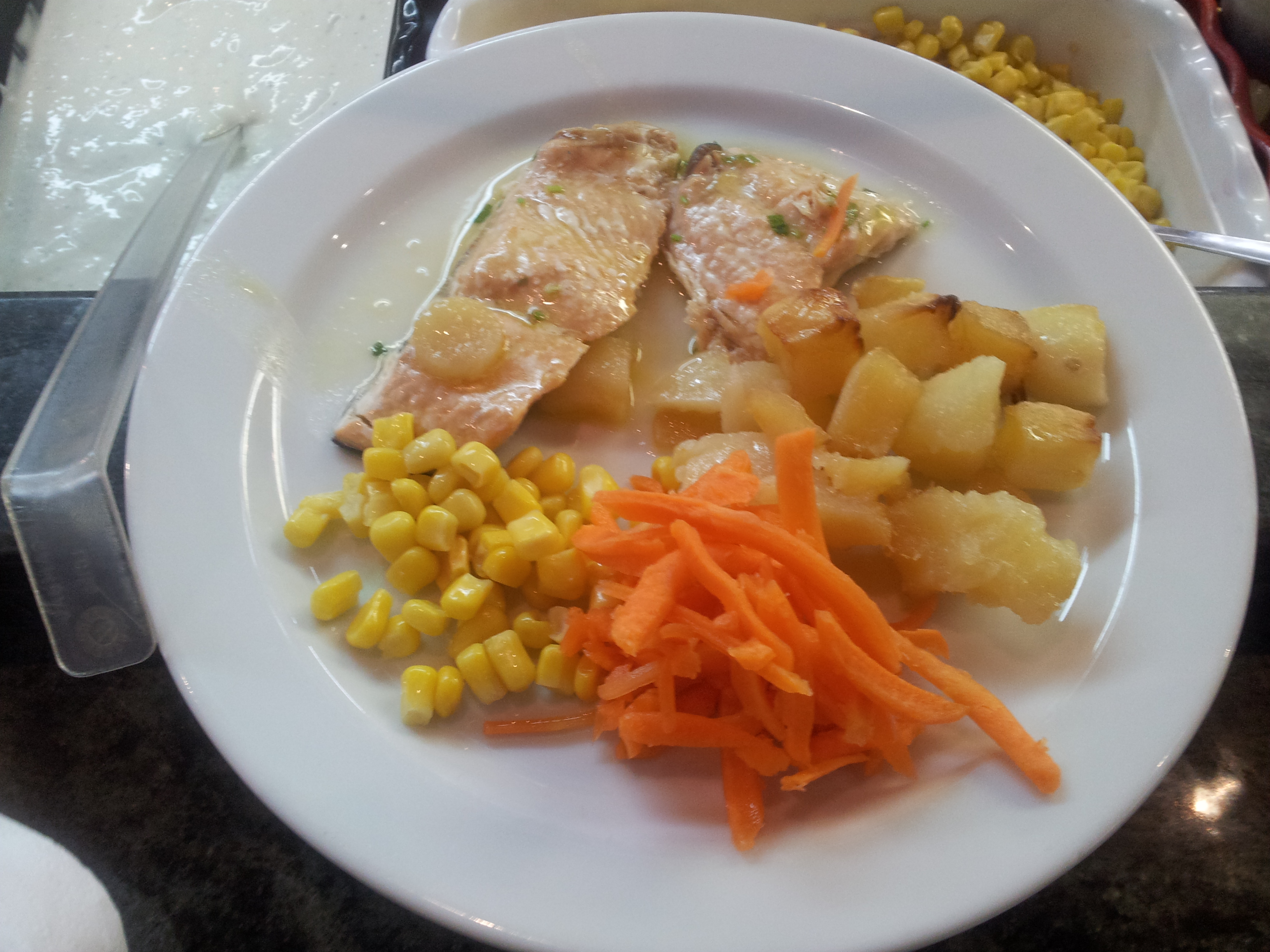 My plate has Protein, Serving of Potatoes, and some veg. Poor Example. But the best I could find for time being. 